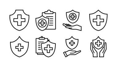Sağlık sigortası ikonu vektörü. tıbbi sigorta simgesi