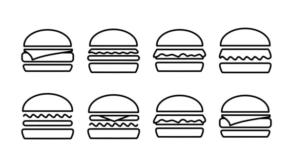 Vettore Icone Hamburger Icona Logo Hamburger Icona Fast Food — Vettoriale Stock