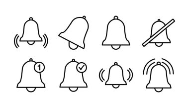 Düz moda Bell Simgesi vektörü izole edildi. Bildirim sembolü web sitesi tasarımı