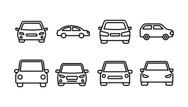 Araba ikonu vektörü. Araba tabelası. Sedan.