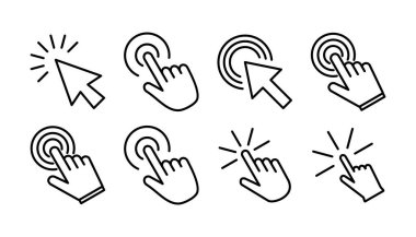 Simge vektörüne tıklayın. İmleç simgesi vektörü. işaret işareti