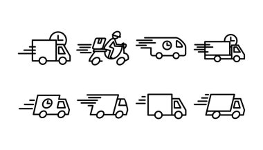 Teslimat simgesi vektörü. Hızlı dağıtım simgesi gönderiliyor