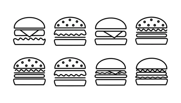 Vektor Ikon Burger Ikon Logo Hamburger Ikon Makanan Cepat Saji - Stok Vektor