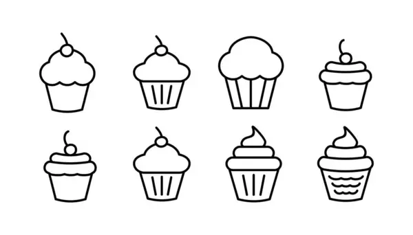 Cup Cake Icon Vektor Vorhanden Kuchen Symbol Bäckerei Muffin — Stockvektor