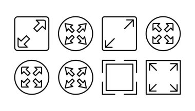 Tam ekran simge vektörü. tam ekran simgesini genişlet
