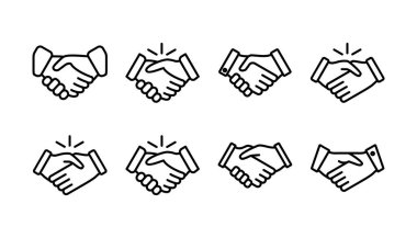 El sıkışma ikonu vektörü. İş tokalaşması. Sözleşme anlaşması. ortaklık