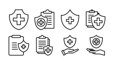 Sağlık sigortası ikonu vektörü. tıbbi sigorta simgesi