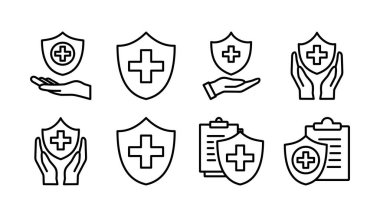 Sağlık sigortası ikonu vektörü. tıbbi sigorta simgesi