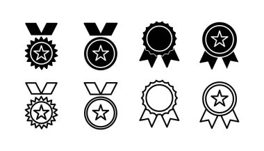 Simge vektörüne ulaş. Madalya ikon vektörü. Ödül. Sertifika. onaylandı