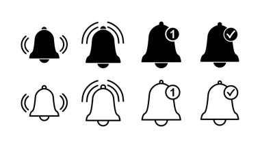 Düz moda Bell Simgesi vektörü izole edildi. Bildirim sembolü web sitesi tasarımı