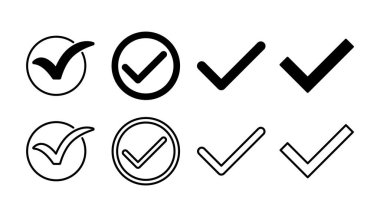 Simge vektörünü kontrol et. İşaret simgesini işaretle. kontrol listesi simgesi.