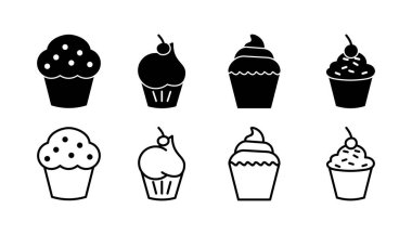 Kek ikonu vektörü. Kek ikonu. Fırın. Çörek.