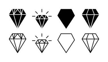 Elmas ikon vektörü. Mücevher ikonu. kristal taş