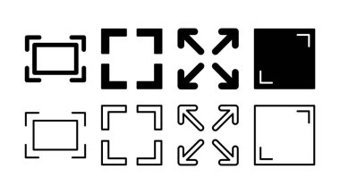 Tam ekran simge vektörü. tam ekran simgesini genişlet