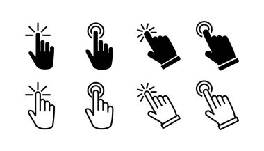 Simge vektörüne elle tıkla. Parmak tıklama simgesi. noktalama simgesi