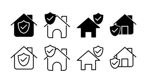 ホーム保険のアイコンベクトル ホームシールドはロゴを守る — ストックベクタ