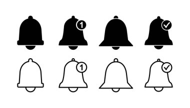 Düz moda Bell Simgesi vektörü izole edildi. Bildirim sembolü web sitesi tasarımı