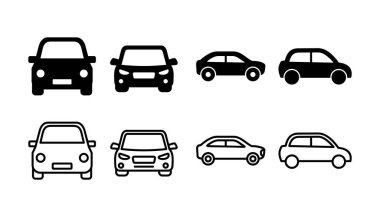 Araba ikonu vektörü. Araba tabelası. Sedan.