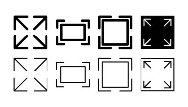 Tam ekran simge vektörü. tam ekran simgesini genişlet