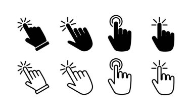 Simge vektörüne elle tıkla. Parmak tıklama simgesi. noktalama simgesi