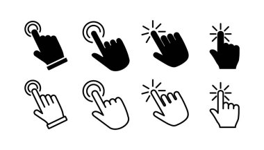 Simge vektörüne elle tıkla. Parmak tıklama simgesi. noktalama simgesi