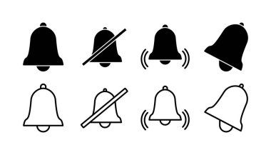 Düz moda Bell Simgesi vektörü izole edildi. Bildirim sembolü web sitesi tasarımı