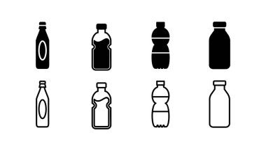 Şişe ikonu vektörü. Moda düz dizaynlı şişe simgesi
