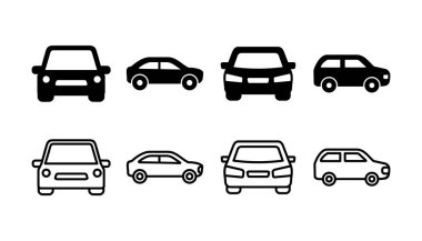 Araba ikonu vektörü. Araba tabelası. Sedan.