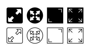 Tam ekran simge vektörü. tam ekran simgesini genişlet