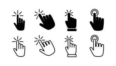 Simge vektörüne elle tıkla. Parmak tıklama simgesi. noktalama simgesi
