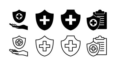 Sağlık sigortası ikonu vektörü. tıbbi sigorta simgesi