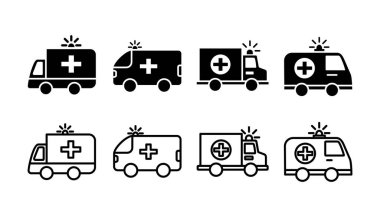 Ambulans simgesi vektörü. Ambulans arabası simgesi