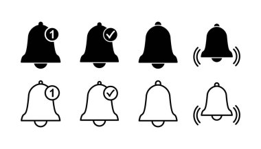 Düz moda Bell Simgesi vektörü izole edildi. Bildirim sembolü web sitesi tasarımı