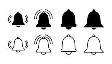 Düz moda Bell Simgesi vektörü izole edildi. Bildirim sembolü web sitesi tasarımı