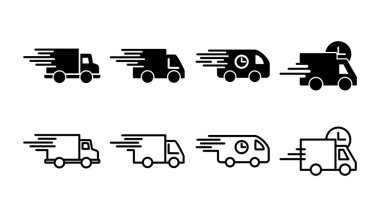 Teslimat simgesi vektörü. Hızlı dağıtım simgesi gönderiliyor