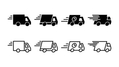 Teslimat simgesi vektörü. Hızlı dağıtım simgesi gönderiliyor