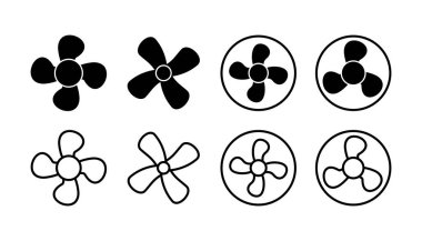 Hayran ikonu vektörü. Hava üfleyici simgesi. Pervane. tavan