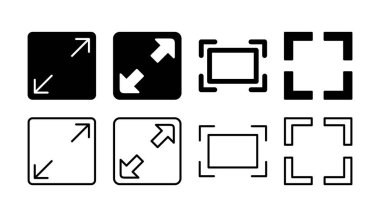 Tam ekran simge vektörü. tam ekran simgesini genişlet