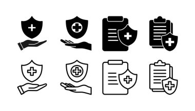 Sağlık sigortası ikonu vektörü. tıbbi sigorta simgesi