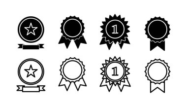 Simge vektörüne ulaş. Madalya ikon vektörü. Ödül. Sertifika. onaylandı