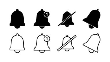 Düz moda Bell Simgesi vektörü izole edildi. Bildirim sembolü web sitesi tasarımı