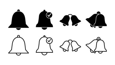 Düz moda Bell Simgesi vektörü izole edildi. Bildirim sembolü web sitesi tasarımı