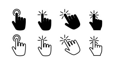 Simge vektörüne elle tıkla. Parmak tıklama simgesi. noktalama simgesi