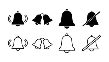 Düz moda Bell Simgesi vektörü izole edildi. Bildirim sembolü web sitesi tasarımı