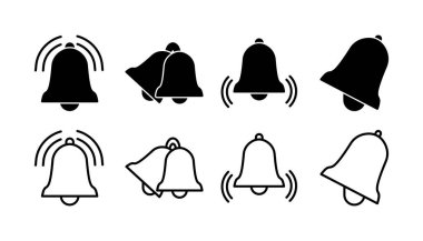 Düz moda Bell Simgesi vektörü izole edildi. Bildirim sembolü web sitesi tasarımı