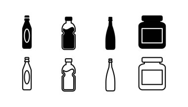 Şişe ikonu vektörü. Moda düz dizaynlı şişe simgesi