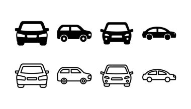 Araba ikonu vektörü. Araba tabelası. Sedan.