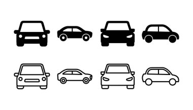 Araba ikonu vektörü. Araba tabelası. Sedan.