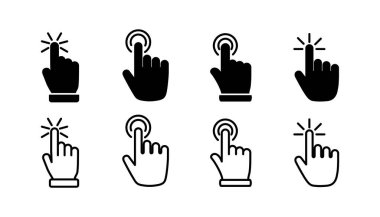 Simge vektörüne elle tıkla. Parmak tıklama simgesi. noktalama simgesi