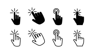 Simge vektörüne elle tıkla. Parmak tıklama simgesi. noktalama simgesi